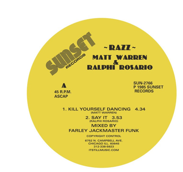 Razz - Kill Yourself Dancing - 12" - Sunset Records Inc.